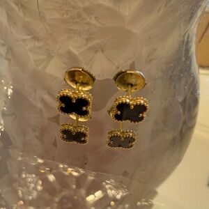 Elegant Gold and Black Dangle Earrings